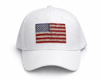 Baseballpet Amerikaanse vlag met strassteentjes, hoed patriottische VS