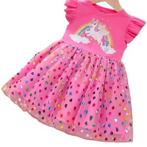 Personalized Unicorn Tutu Dress: Sparkly Wings, Hearts Birthday Dress