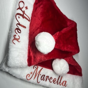 SALE Personalized Santa Hat, Customized Santa Hats, Custom Christmas Hats, Santa Hats, Holiday Hats, Velvet Santa Hats for Adult and kids
