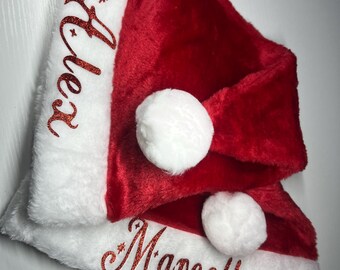 Personalized Velvet Santa Hat: Custom Holiday Hats for Adults & Kids