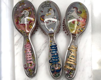 Personalized Unicorn Hairbrush: Engraved Girl&#39;s Party Favor