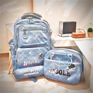 Meerjungfrau Rucksack 3-in-1-Set: Personalisierte Kinderschultasche