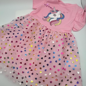 Personalized Unicorn Tutu Dress: Sparkly Wings, Heart Design