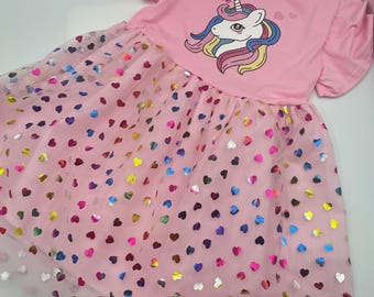 Vestido de tutú de unicornio personalizado: alas brillantes y diseño de corazón