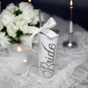 Engraved Rhinestone Bridesmaid Tumbler: 20oz Insulated Stainless Steel