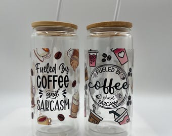 Custom Glass Can Cup with Lid and Straw, Bridesmaid Proposal Gift