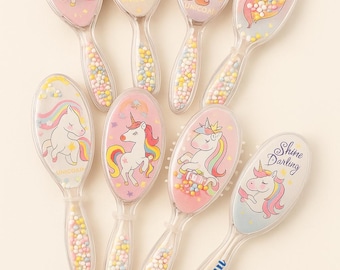Spersonalizowana szczotka do włosów z jednorożcem, prezent z grawerowanym imieniem, upominek na imprezę