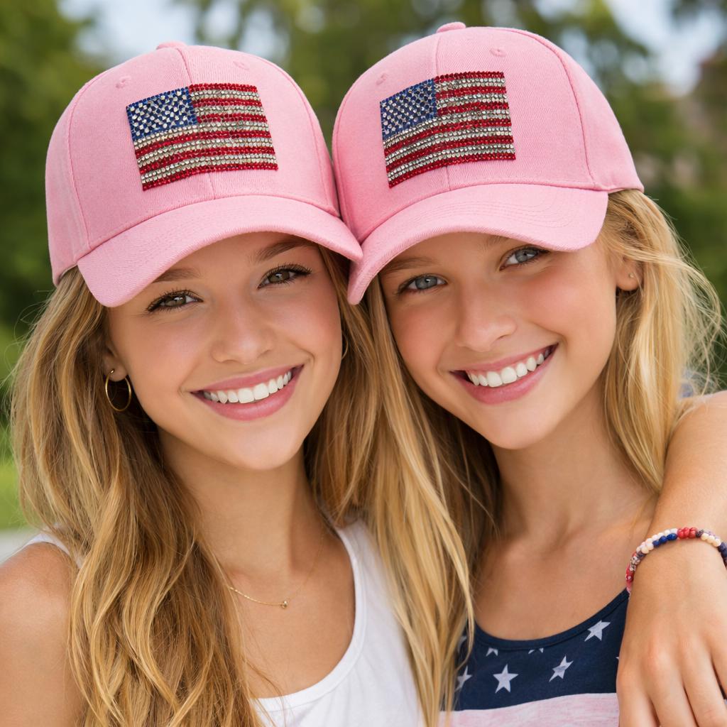 Rhinestone American Flag Hat, Patriotic Baseball Cap, USA  display picture 3