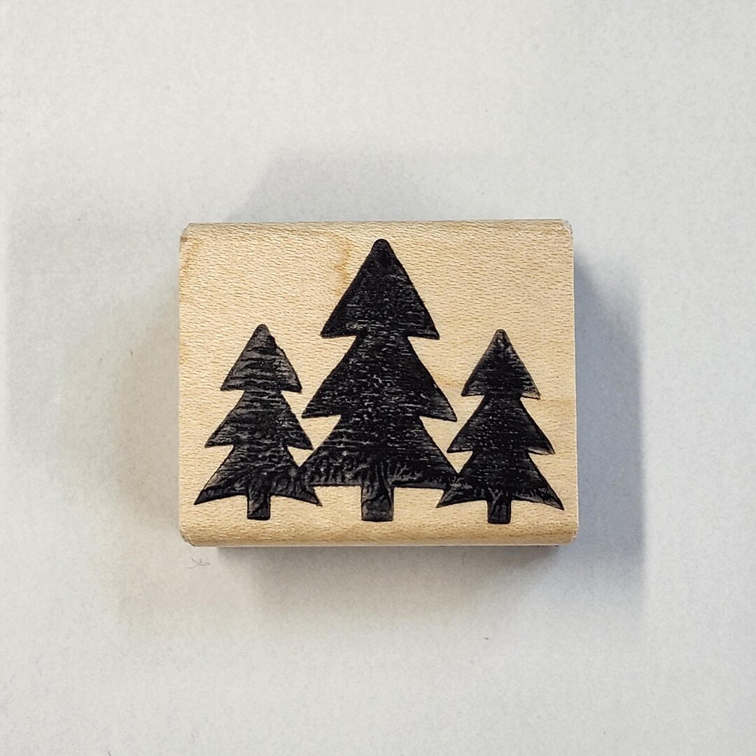 Silhouette Pine Trees Rubber Stamp Etsy