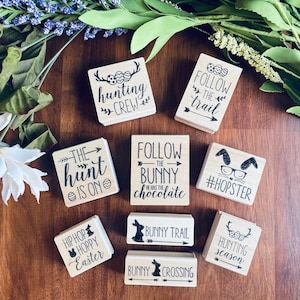 Easter rubber stamp set, Easter bunny stamps