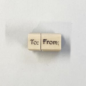 To and From Gift Tag Rubber stamps, Set of 2 Stamps-Style C