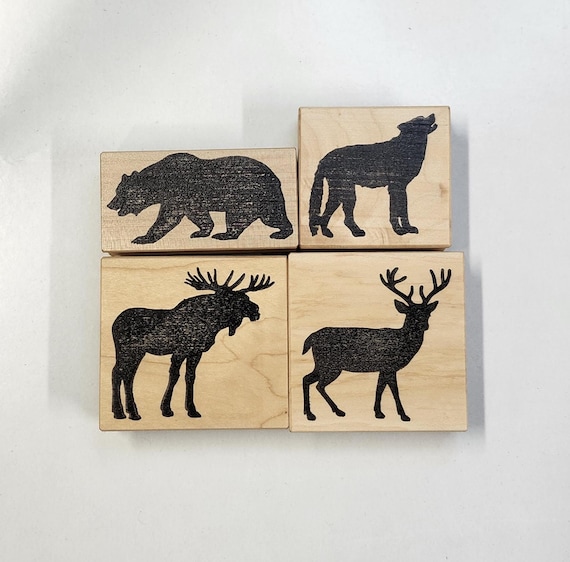 Moose Rubber Stamp - 2x2 Inch Wood Mounted Stamp For Crafts, Cards & Scrapbooking - View #5