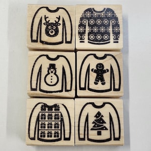 Timbri di gomma natalizi con maglione brutto