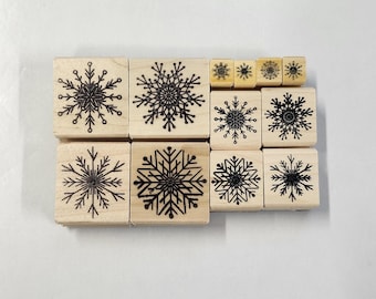 Juego de sellos de goma con copos de nieve
