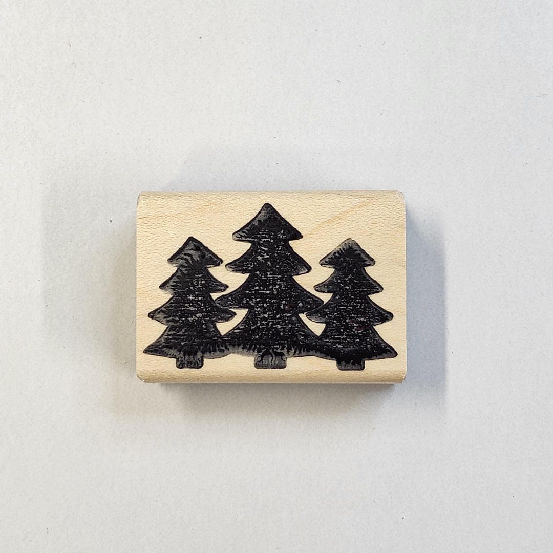 Silhouette Pine Trees Rubber Stamp Etsy