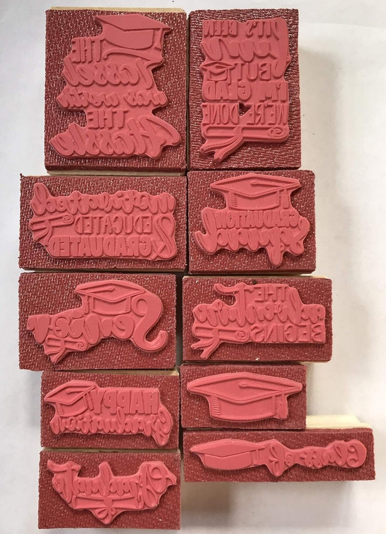 Graduation Rubber Stamp Set - Etsy