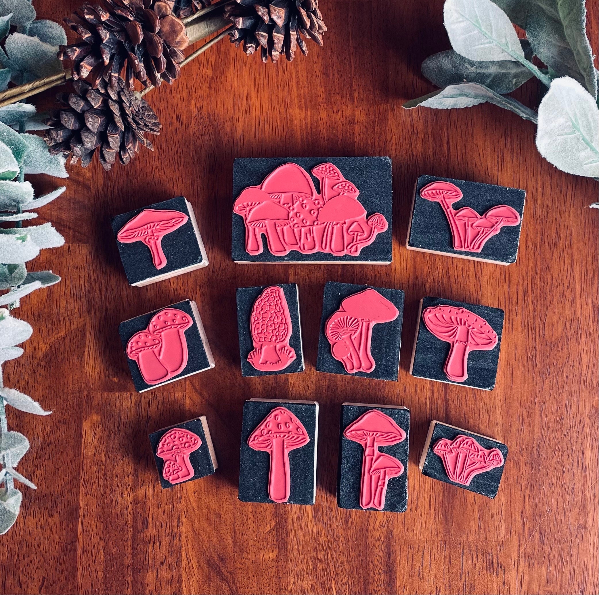Mushroom Rubber Stamp Set, With Morel Mushroom - Etsy