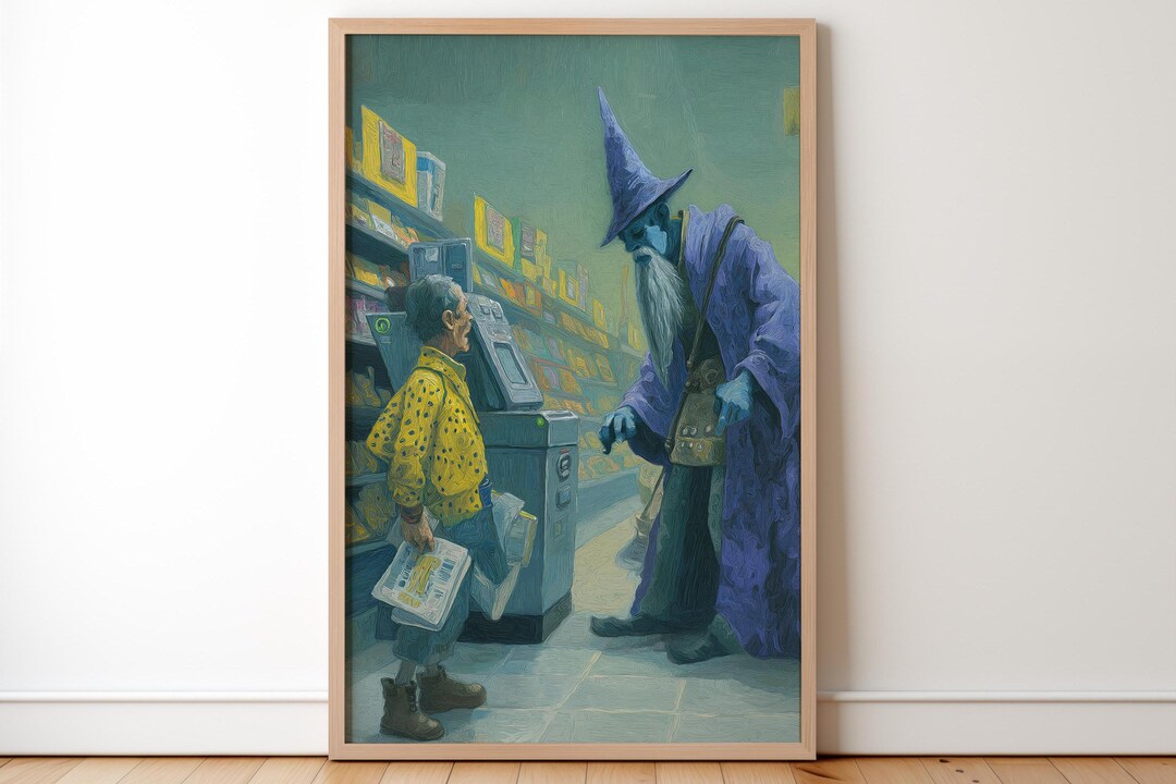 Wizard Having Problems at the Grocery Store, Sorcerer Humor, Fantasy ...