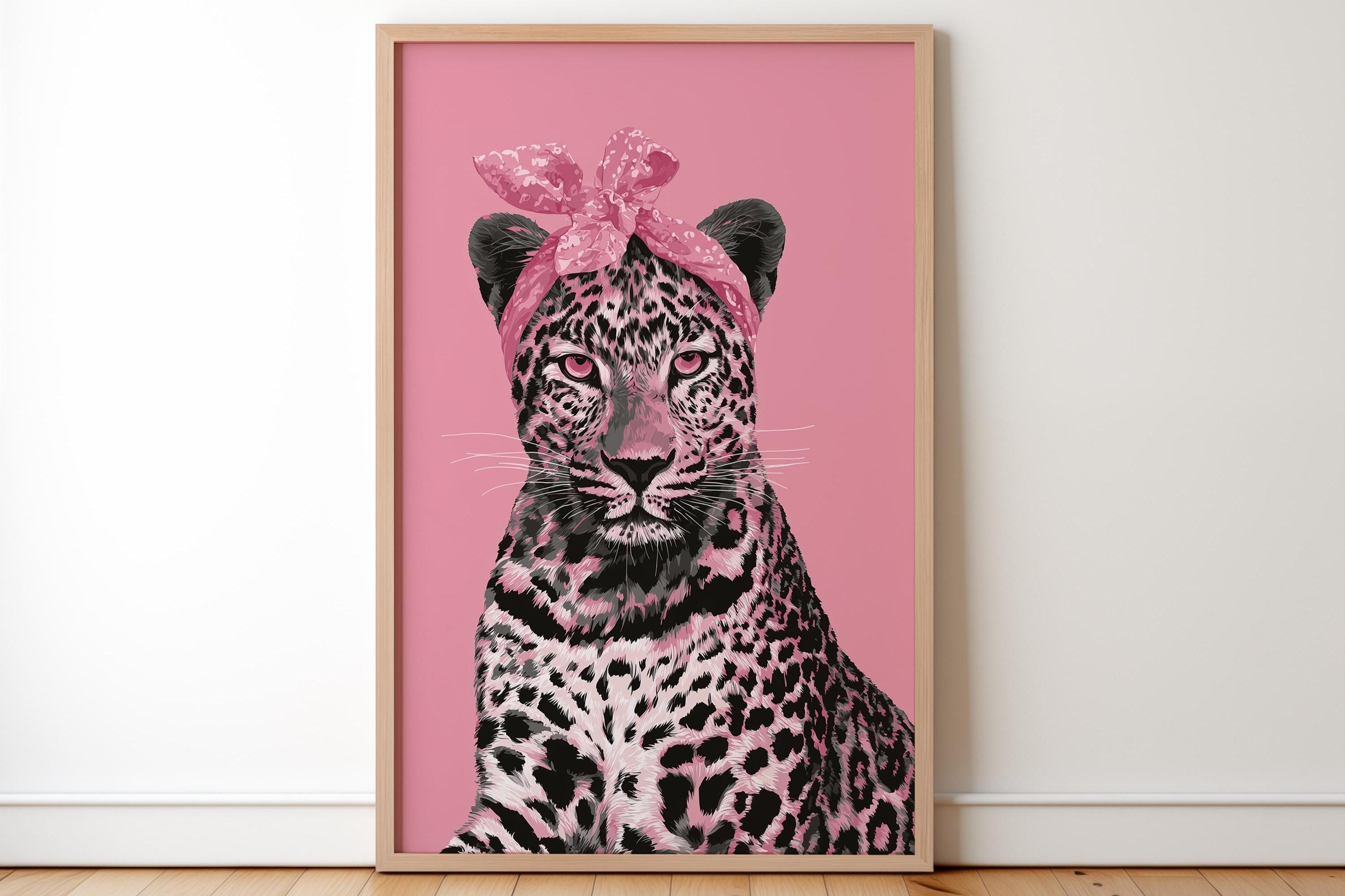 Pink Leopard Print, Glam Animal Wall Decor, Fashion Pop Art Poster