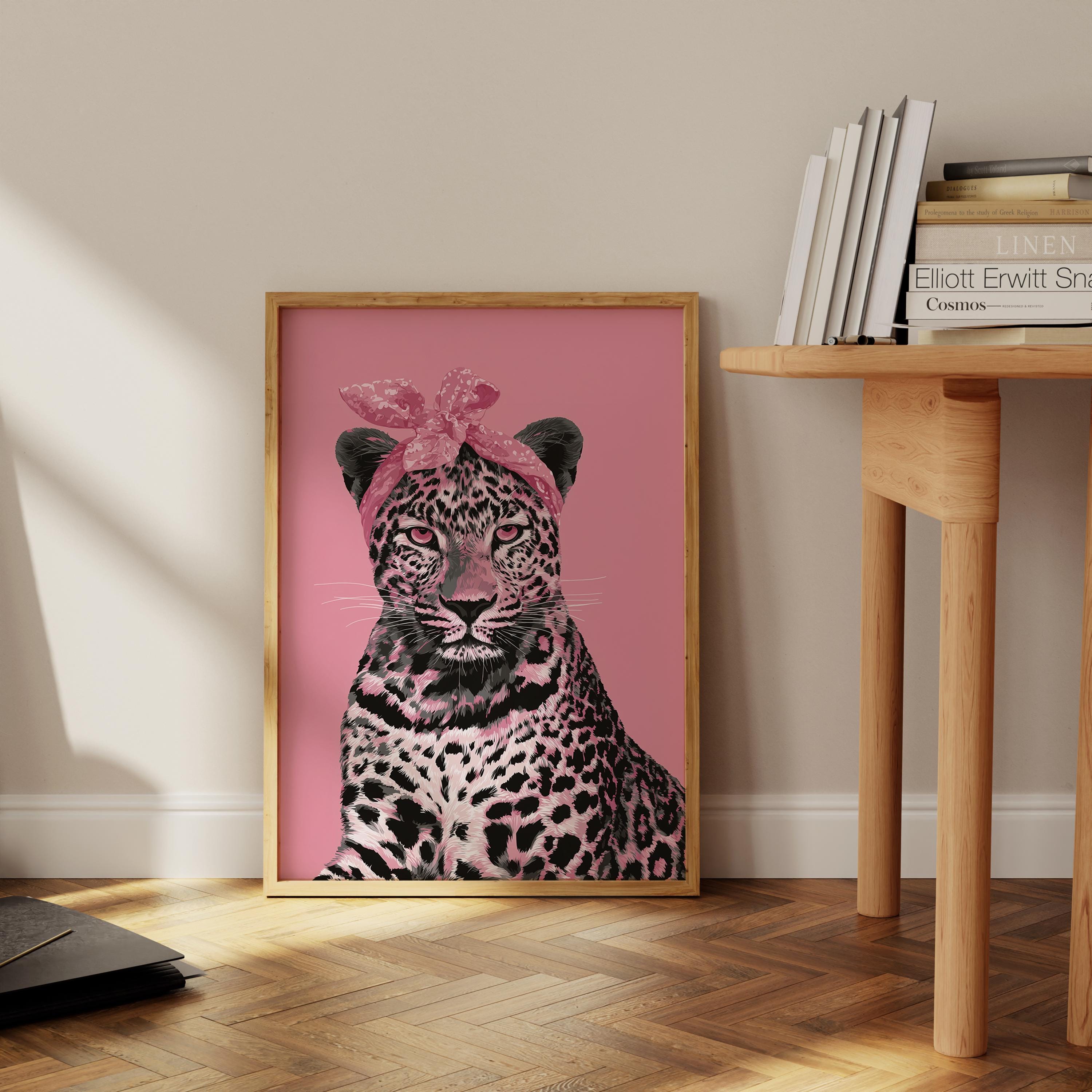 Pink Leopard Print, Glam Animal Wall Decor, Fashion Pop Art Poster