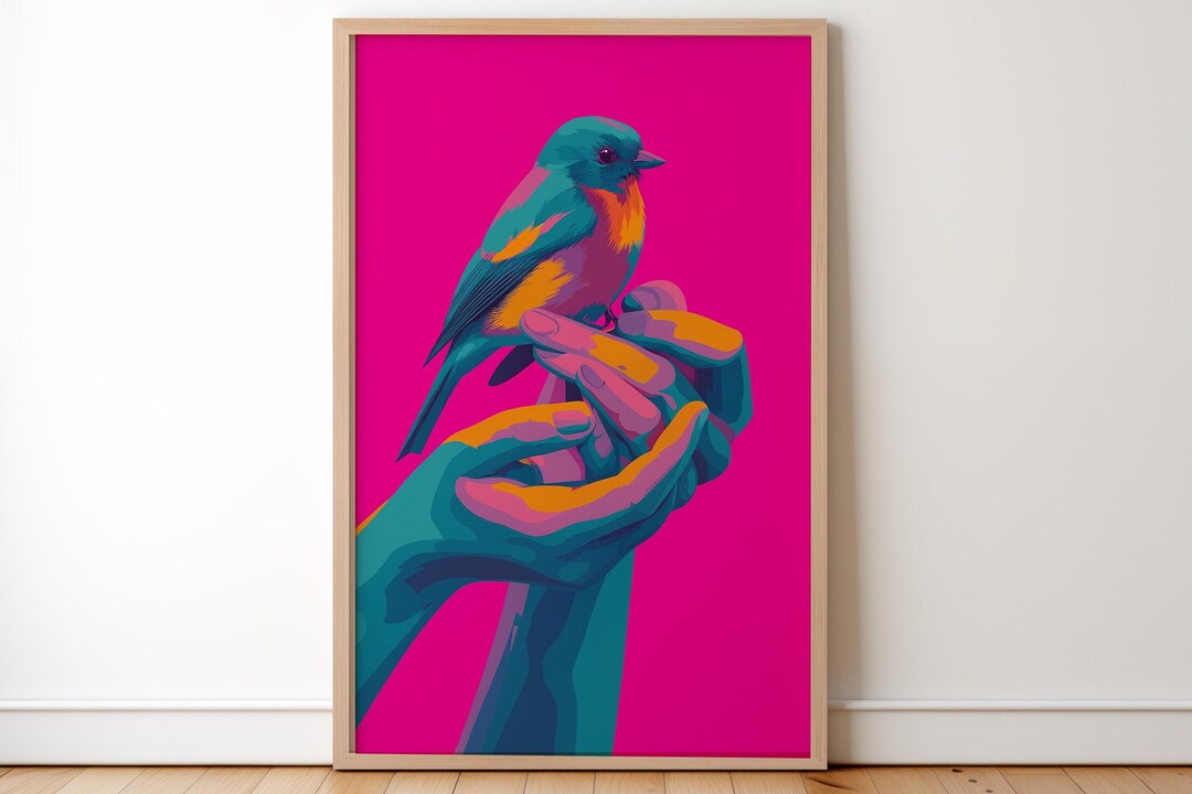 Colorful Bird Pop Art Print, Modern Minimalist Wall Design, Vibrant ...