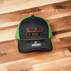 Custom Logo Leather Richardson 112 /FlexFit hat Leather Patch Bulk Order Custom leather Patch Hat Bulk hats Leather patch hat business merch