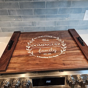 Personalized Stovetop Cover Noodle Board Walnut/Cherry/Maple Stove Cover Closing Gift housewarming/wedding gift Gas/Electric Stove farmhouse
