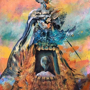 Zdzisław Beksiński - Acrilico su cartone, firmato, opera d'arte
