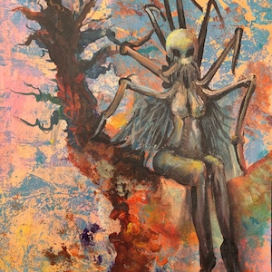 Zdzisław Beksiński - Acrilico su cartone, firmato, opera d'arte
