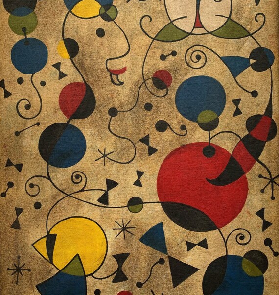 Joan Miro - Oil on Canvas, Signed, Artwork - Etsy