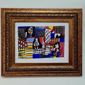 Jean Dubuffet Acquerello su cartone firmato a mano e incorniciato