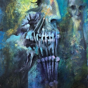Zdzisław Beksiński - Acrilico su cartone, firmato, opera d'arte
