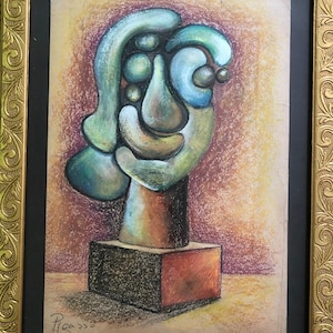 Pablo Picasso disegno su cartone firmato a mano incorniciato arte surrealismo espressionista