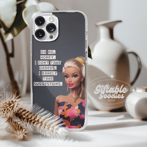 Lustige Puppe klare Hülle iPhone Samsung Hülle, Flexi Case Trendy Phone Cover Geburtstagsgeschenk für die beste Freundin, ästhetisches Boho Chic Geschenk für Sie