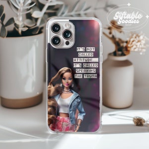 Lustige Bad Attitude Puppe Handyhülle, iPhone Samsung Klar und Flexi Case, trendiges Geburtstagsgeschenk für Freund, ästhetisches Boho Chic Geschenk für Sie