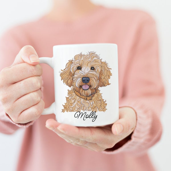 Lifes a doodle Goldendoodle Custom Pet Mug for Dog Owners, Custom Name Golden Doodle Mom Gift for Dog Lovers, Personalized Pet Color Mug