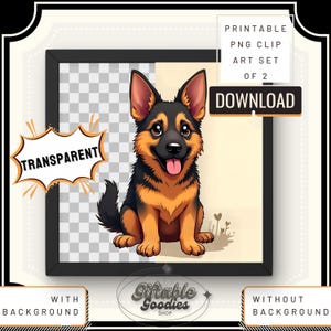 German Shepherd Clip Art Set Instant Digital Download — PNG Art Sublimation Designs — Silhouette Dog Printable Graphic