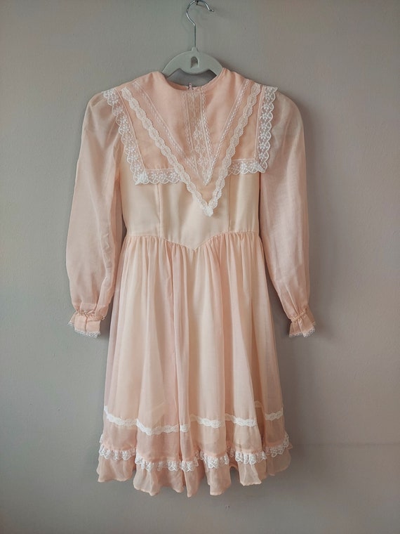 1980's Gunne Sax Children's Dress Peach/Pink Girl'