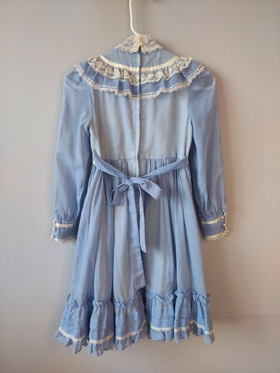 1980's Children's Gunne Sax Dress Dusty Blue Girl… - image 2