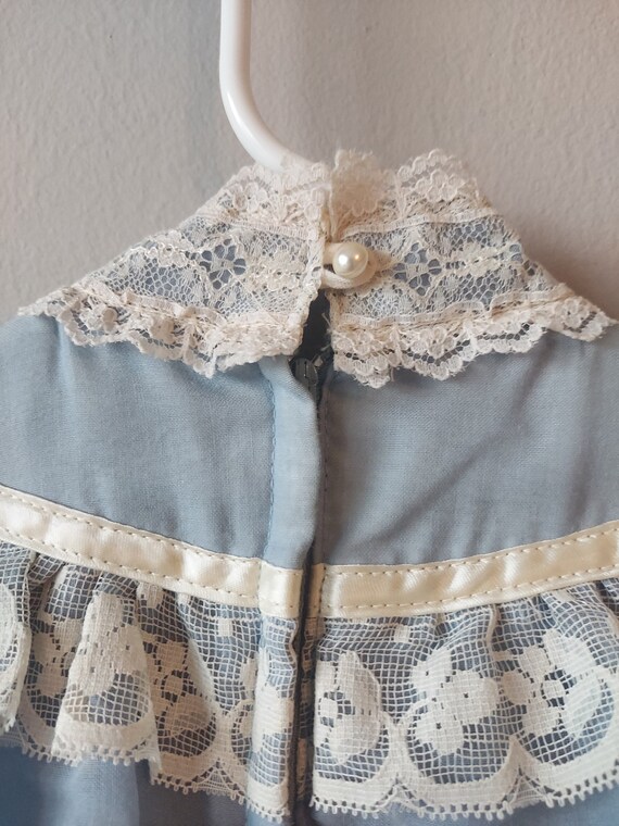 1980's Children's Gunne Sax Dress Dusty Blue Girl… - image 5