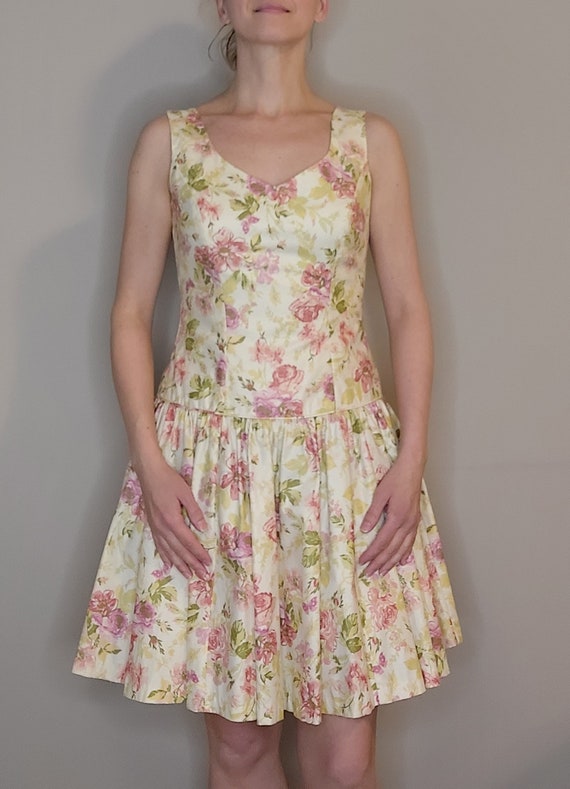 1990s Laura Ashley Floral Sleeveless Dress Size 8 - image 4