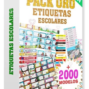 Kit Imprimible Etiquetas Escolares Pack Oro 1000 Modelos imagen 1