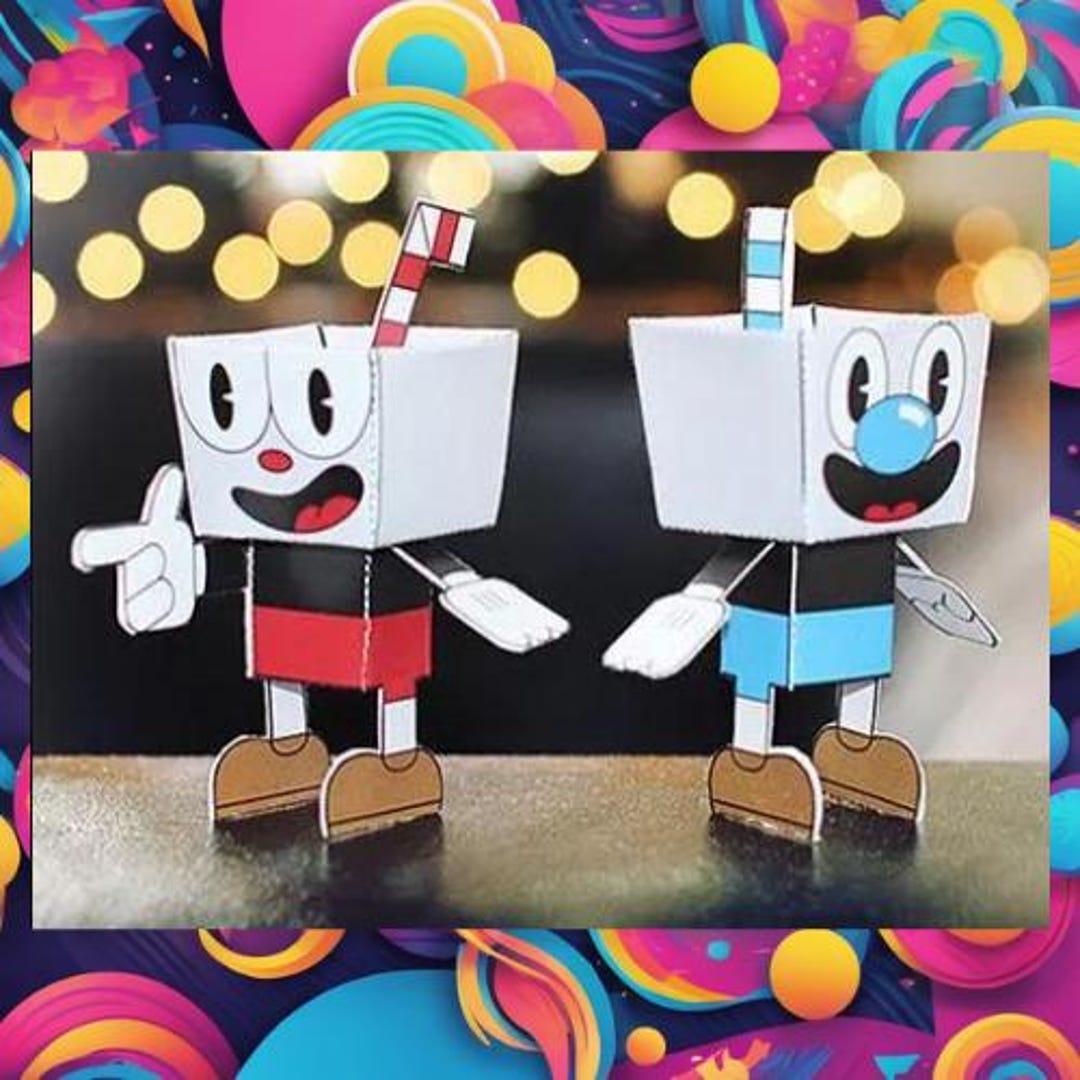 DIY Cuphead and Mugman Papercraft Set Retro Gamer Decoration - Etsy España
