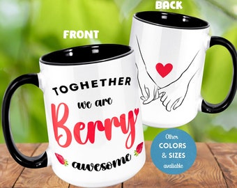 Strawberry Mug for Couple, Valentines Day Mug Her Him, Love Coffee Mug, Mug for Girlfriend Wife, Romantic Gift, Cute Couple Mug, Anniversary