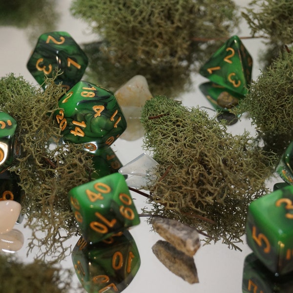 Forest DnD Dice set, Dice set for role playing games, Dungeons and dragons dice set