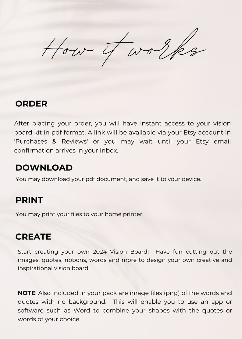 Vision Ribbons Vision Board Kit With Words | Goal Setting Printables | Junk Journaling ...