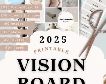Vision Board Kit mit Wörtern | Ziel Einstellung Printables | Junk Journaling | Affirmationskarten | Visionsboard Kit | Macht Worte und Bilder