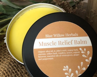 Muscle Relief Balm - wintergreen, ginger and peppermint essential oils, st johns wort, comfrey, cramp bark, willow bark, arnica