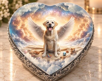 Personalized Labrador Urn for Dog Ashes - Heart Shaped Urn for Labrador Retriever - Custom Dog Urn