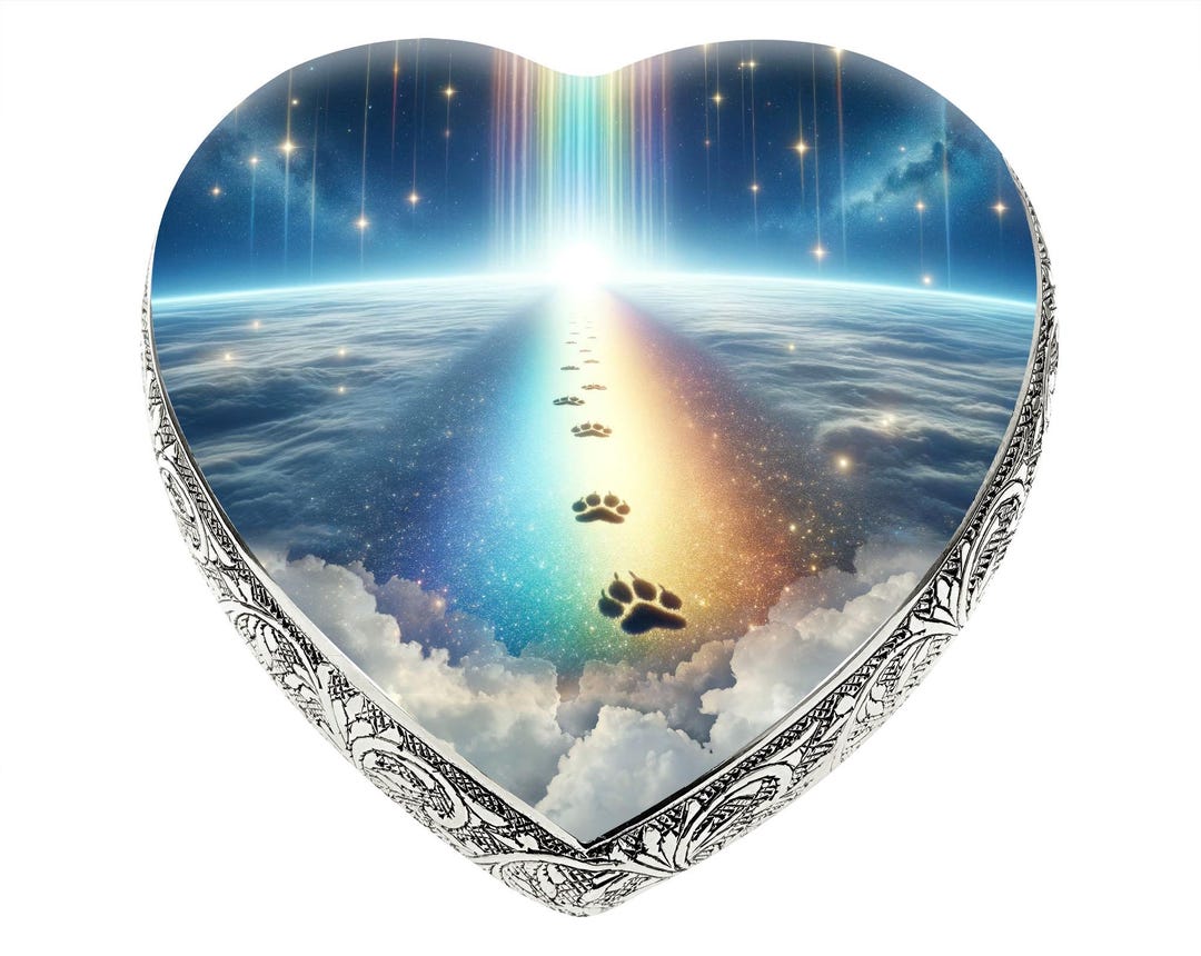 Rainbow Bridge Paw Prints Heart Urn: Custom Dog Ashes Memorial - Etsy